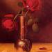 Two Red Roses in a Bronze Vase